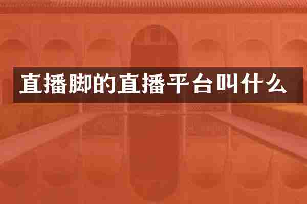 直播脚的直播平台叫什么