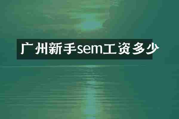 广州新手sem工资多少
