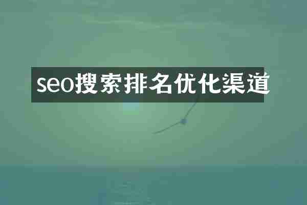 seo搜索排名优化渠道