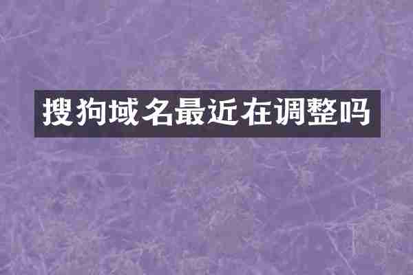 搜狗域名最近在调整吗