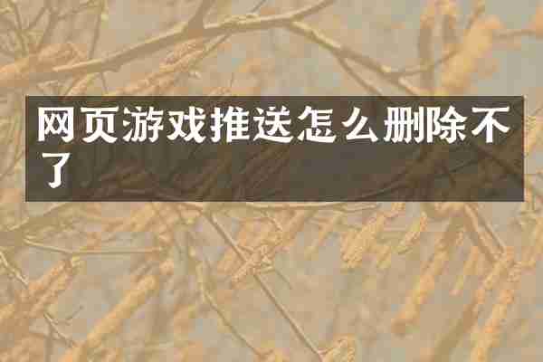 网页游戏推送怎么删除不了