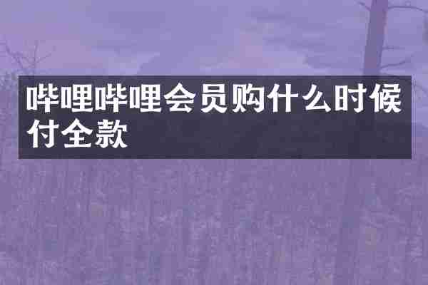 哔哩哔哩会员购什么时候付全款