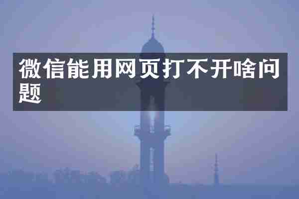 微信能用网页打不开啥问题