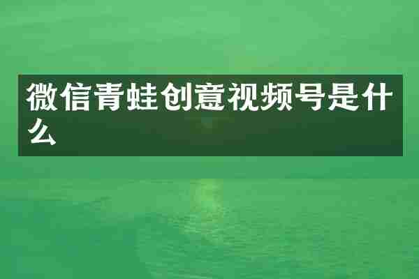 微信青蛙创意视频号是什么
