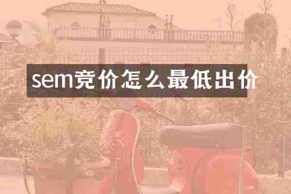 sem竞价怎么最低出价
