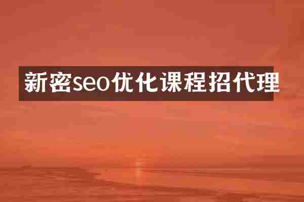 新密seo优化课程招代理