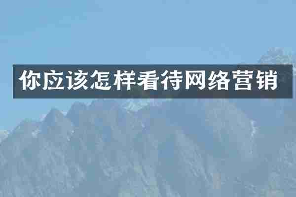 你应该怎样看待网络营销