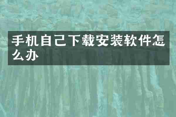 手机自己下载安装软件怎么办