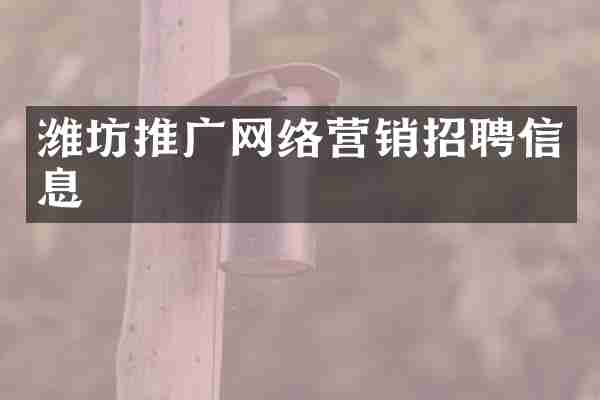 潍坊推广网络营销招聘信息