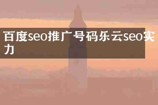 百度seo推广号码乐云seo实力