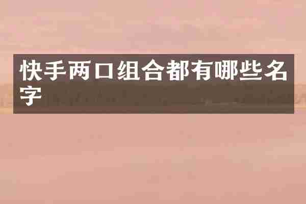 快手两口组合都有哪些名字