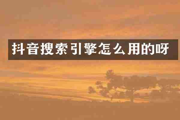 抖音搜索引擎怎么用的呀
