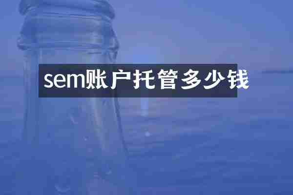 sem账户托管多少钱