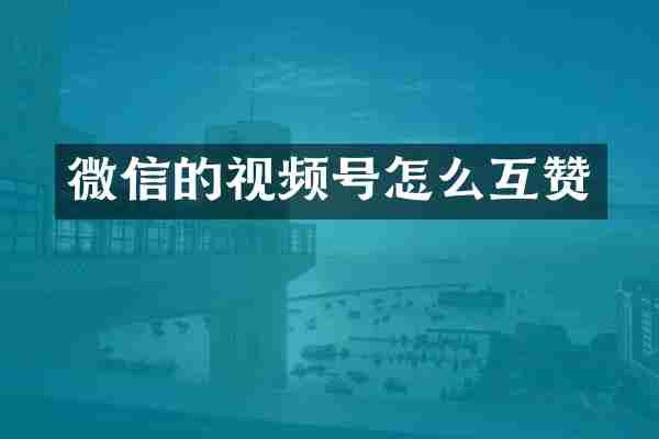 微信的视频号怎么互赞