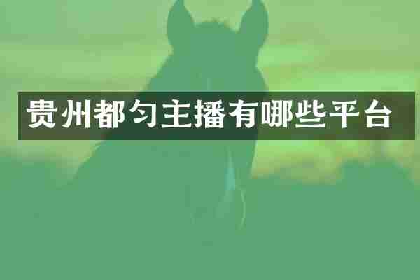 贵州都匀主播有哪些平台