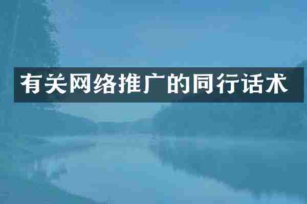 有关网络推广的同行话术