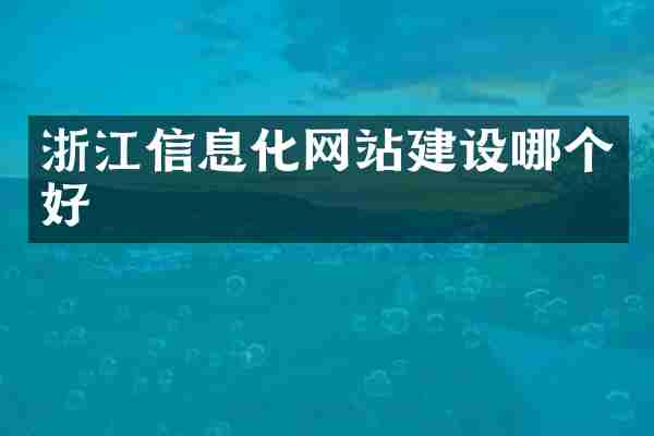 浙江信息化网站建设哪个好