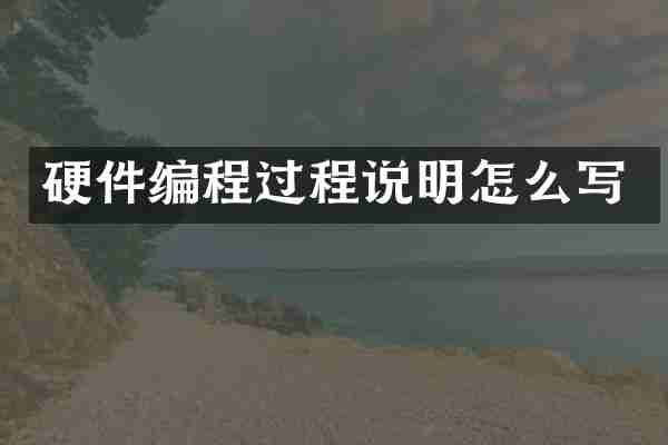 硬件编程过程说明怎么写
