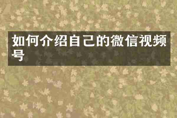 如何介绍自己的微信视频号