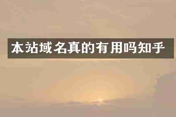 本站域名真的有用吗知乎