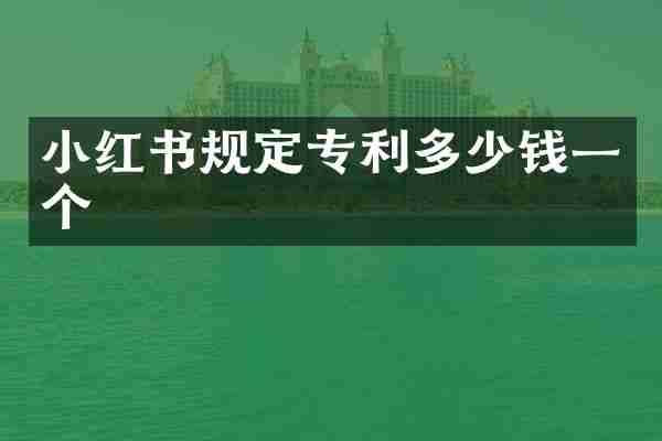 小红书规定专利多少钱一个