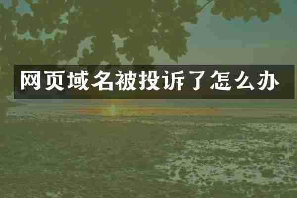 网页域名被投诉了怎么办