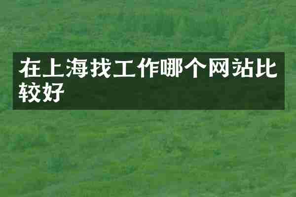 在上海找工作哪个网站比较好