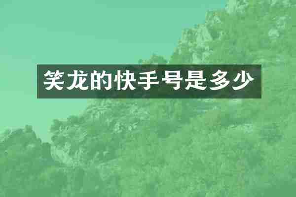 笑龙的快手号是多少