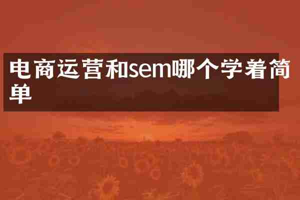 电商运营和sem哪个学着简单