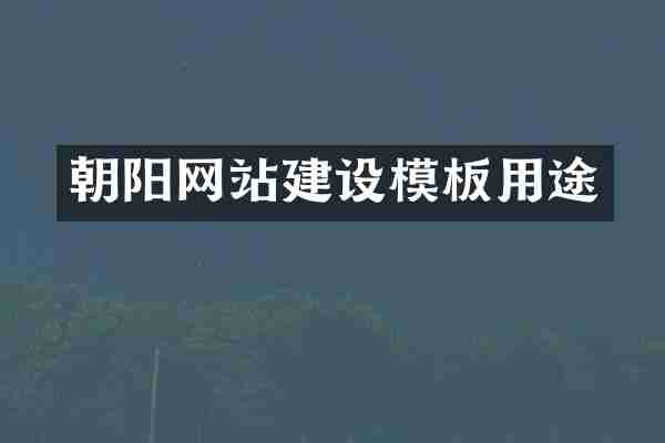 朝阳网站建设模板用途