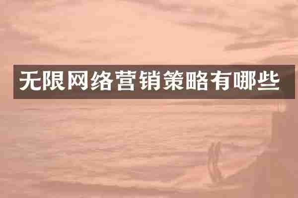 无限网络营销策略有哪些