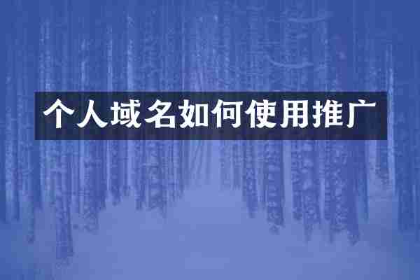 个人域名如何使用推广