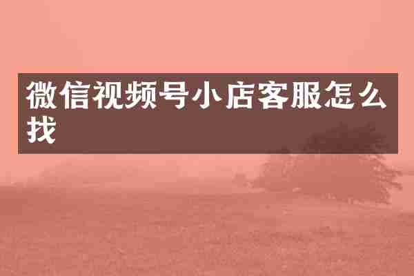 微信视频号小店客服怎么找