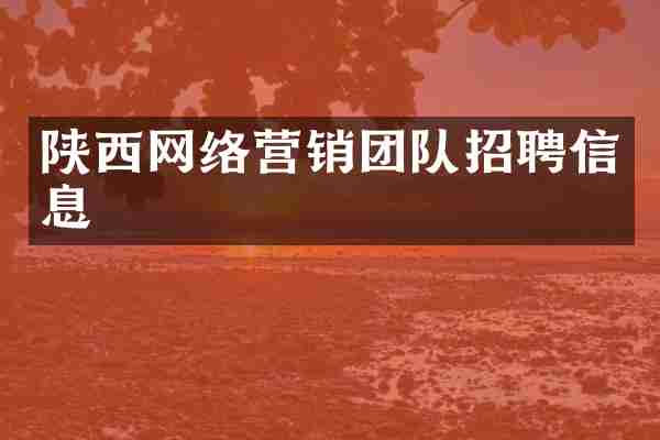 陕西网络营销团队招聘信息