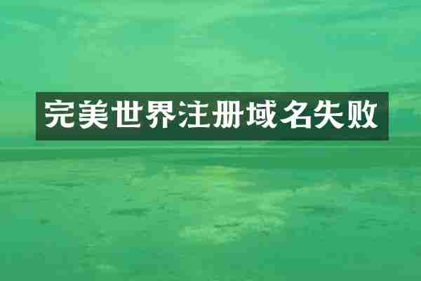 完美世界注册域名失败