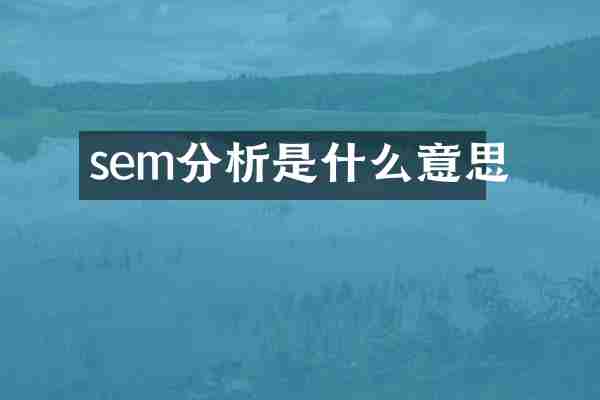 sem分析是什么意思
