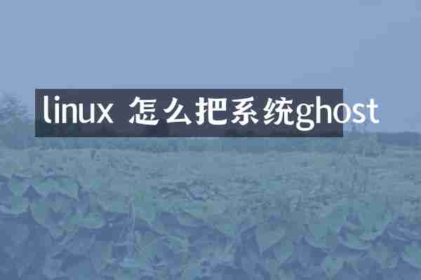 linux 怎么把系统ghost