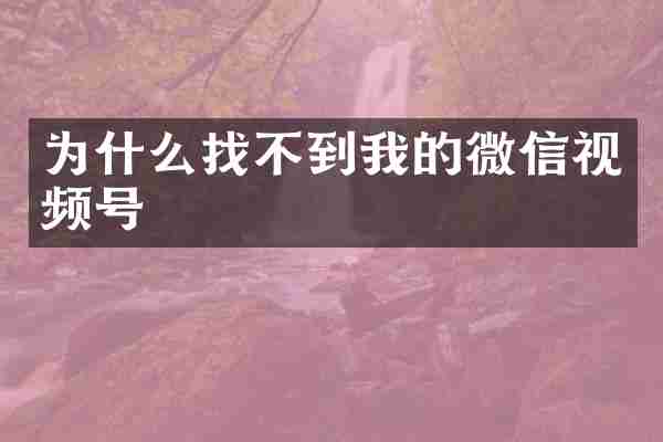 为什么找不到我的微信视频号