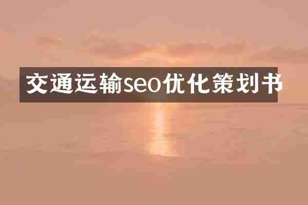 交通运输seo优化策划书