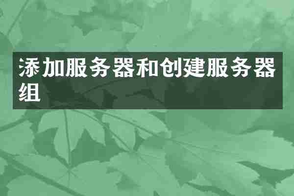 添加服务器和创建服务器组