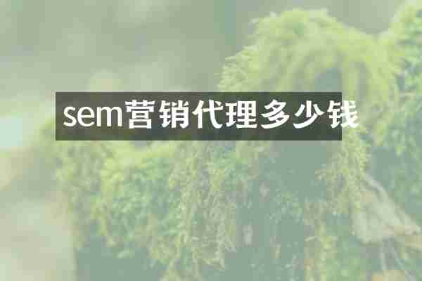 sem营销代理多少钱