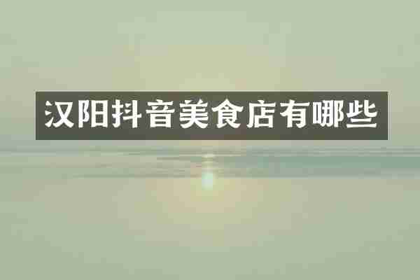 汉阳抖音美食店有哪些