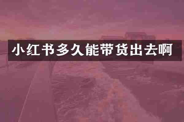 小红书多久能带货出去啊