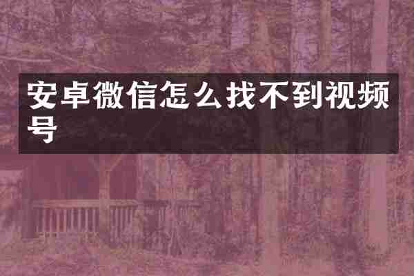 安卓微信怎么找不到视频号