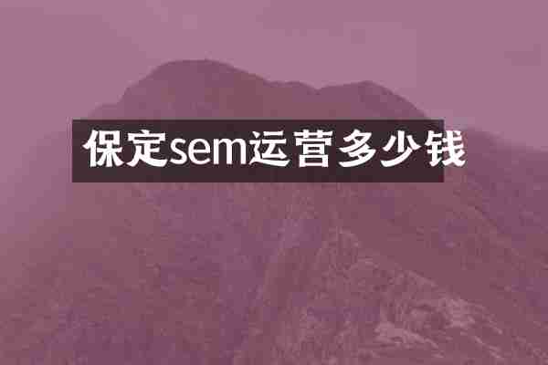 保定sem运营多少钱