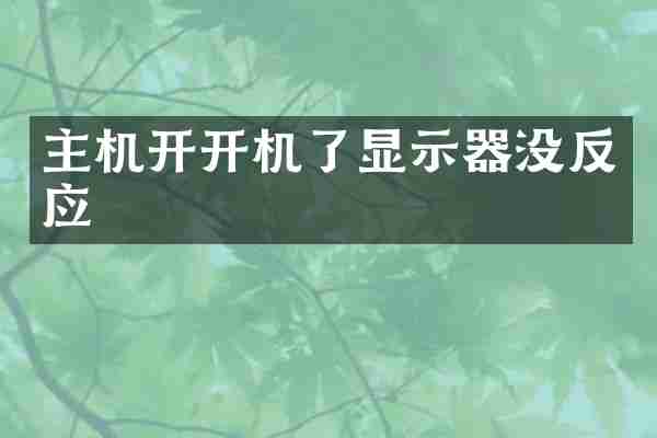 主机开开机了显示器没反应