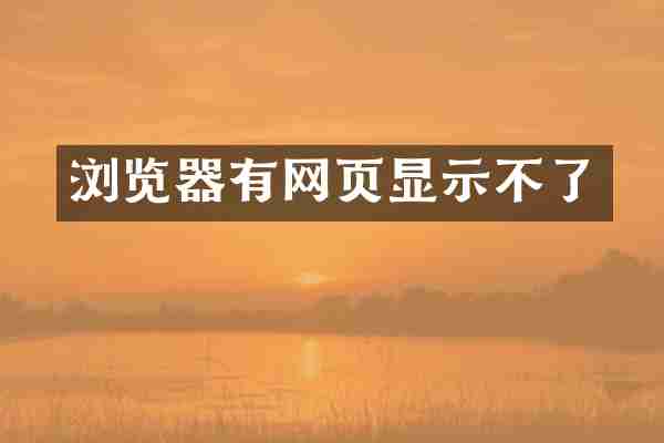 浏览器有网页显示不了