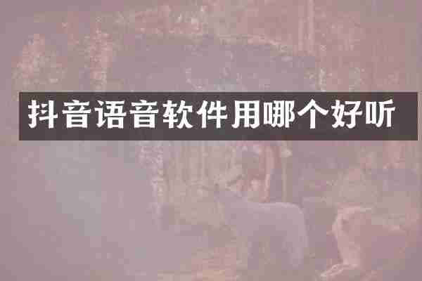 抖音语音软件用哪个好听