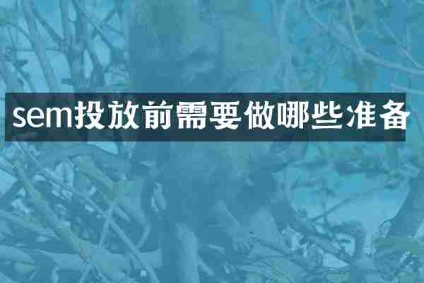 sem投放前需要做哪些准备