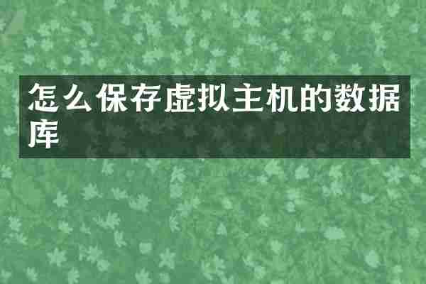 怎么保存虚拟主机的数据库